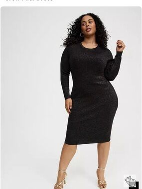 torrid NWT Black Sparkle Long Sleeve Crew Midi Dress